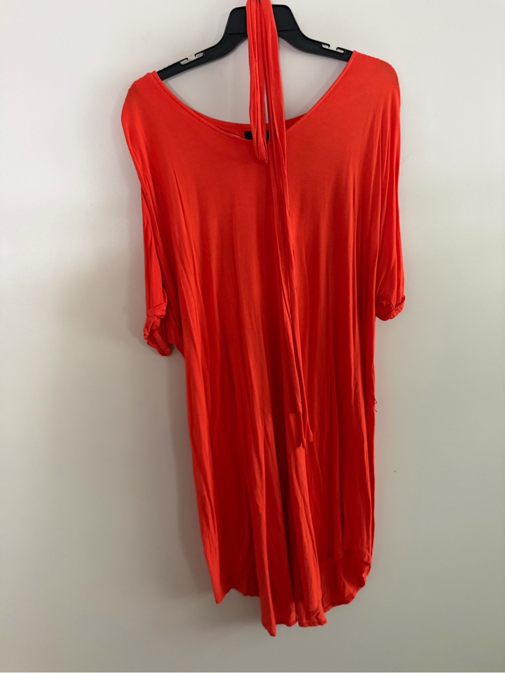 Orange Women's Draped Tunic dress with Tie belt